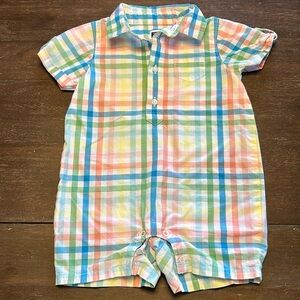 Janie and Jack Plaid Short Sleeved Cotton Romper